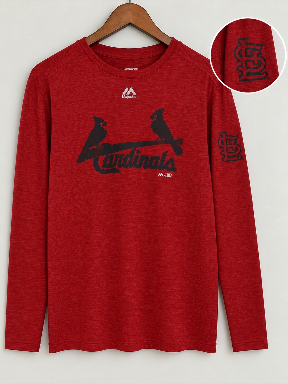 St. Louis Cardinals Majestic Men’s Long Sleeve Red Shirt Medium MLB